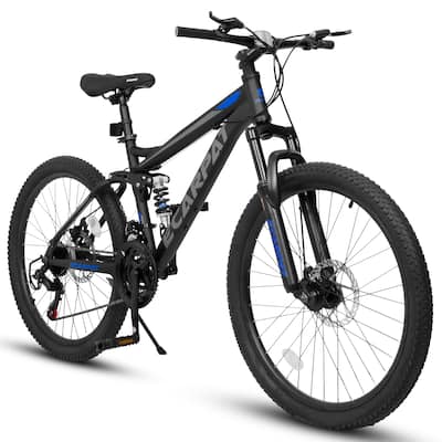 26 Inch Mountain Bike, 21-Speed Disc Brakes, Durable Frame, Front, Rear Dual-Shock Absorption, Mountain and City Road Cycling