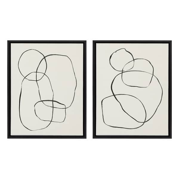 slide 23 of 42, Kate and Laurel Sylvie Modern Circles Framed Canvas Set by Teju Reval 2 Piece 18x24 Black
