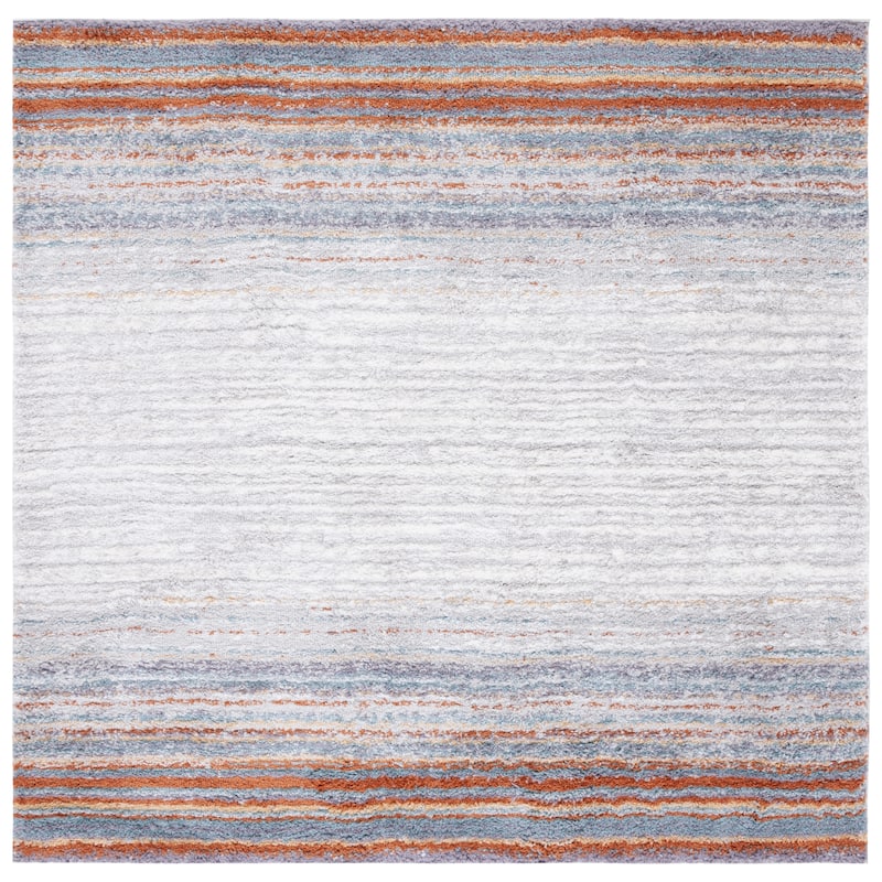 SAFAVIEH Berber Shag Kolya Rug - 7' Square - Blue Rust/Ivory