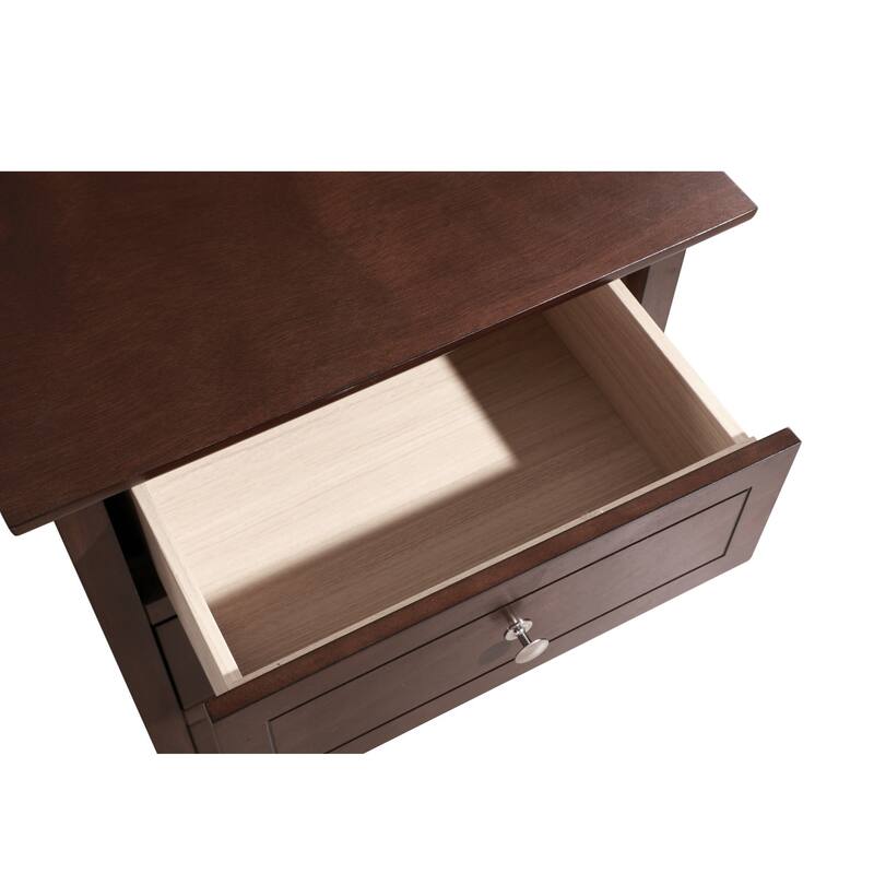 3-Drawer Cappucino Finish Wood Nightstand - 25" - Brown