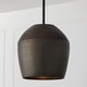 preview thumbnail 2 of 1, 12.5" W x 14" H 1-Light Handcrafted Terracotta Pendant with Matte Black - 13"W x 13.75"H