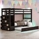 preview thumbnail 2 of 11, Elegant Design Twin Over Twin Bunk Bed With Trundle And Staircase, Built-In Storage,Espresso