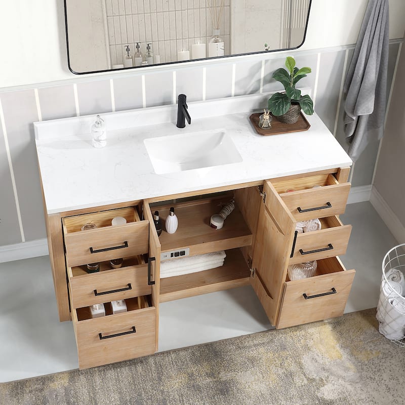 San Single Bath Vanity with Composite Stone Top and Mirror