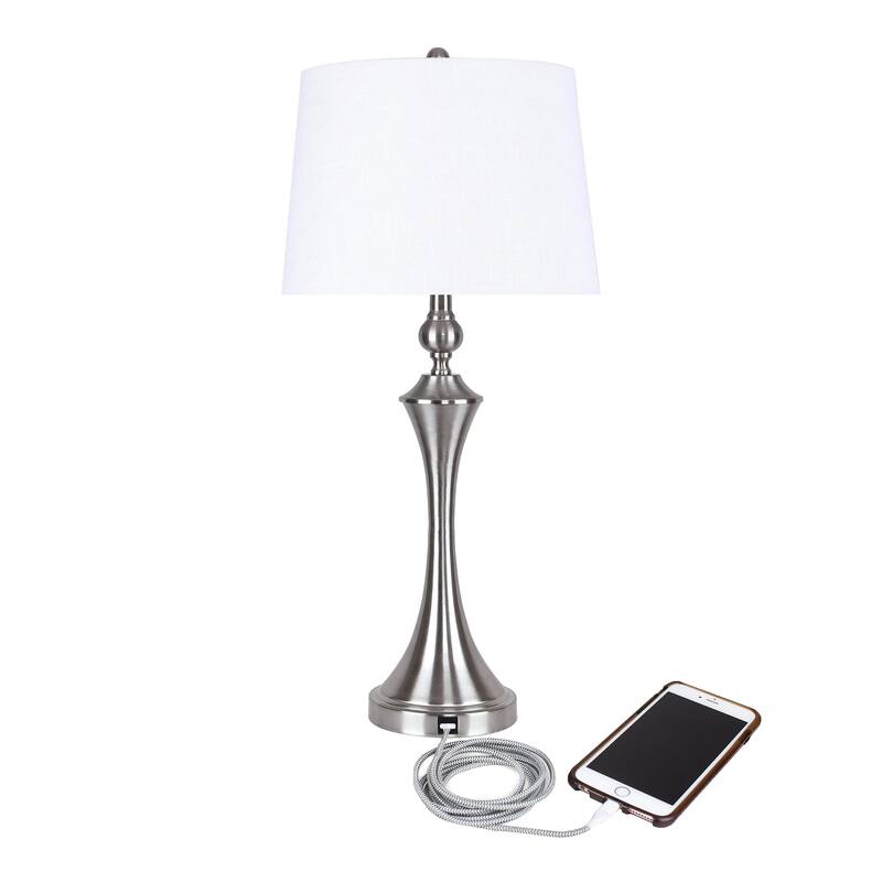 Flint 30.75" Metal Table Lamp with USB (Set of 2)