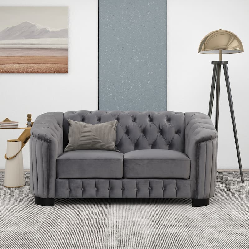 3-Piece Sofa Sets with Rubber Wood Legs,Velvet Upholstered Couches Sets Including Three Seat Sofa,Loveseat and Single Chair