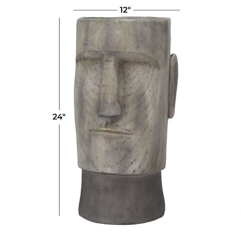 Magnesium Oxide Easter Island Head Indoor Outdoor Planter - Brown or Dark Gray - Roche River Decor