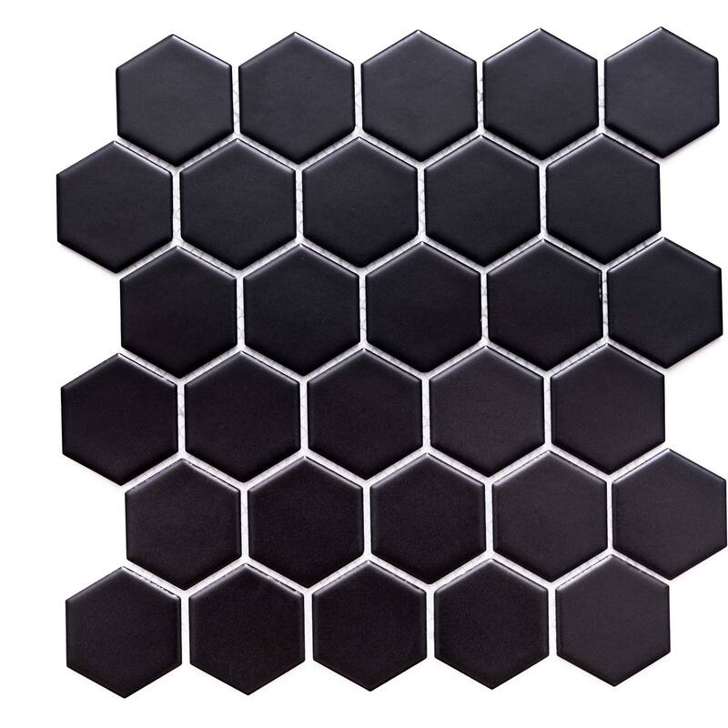 The Tile Life Honeycomb 2x2 Black Porcelain Floor & Backsplash Wall Tile
