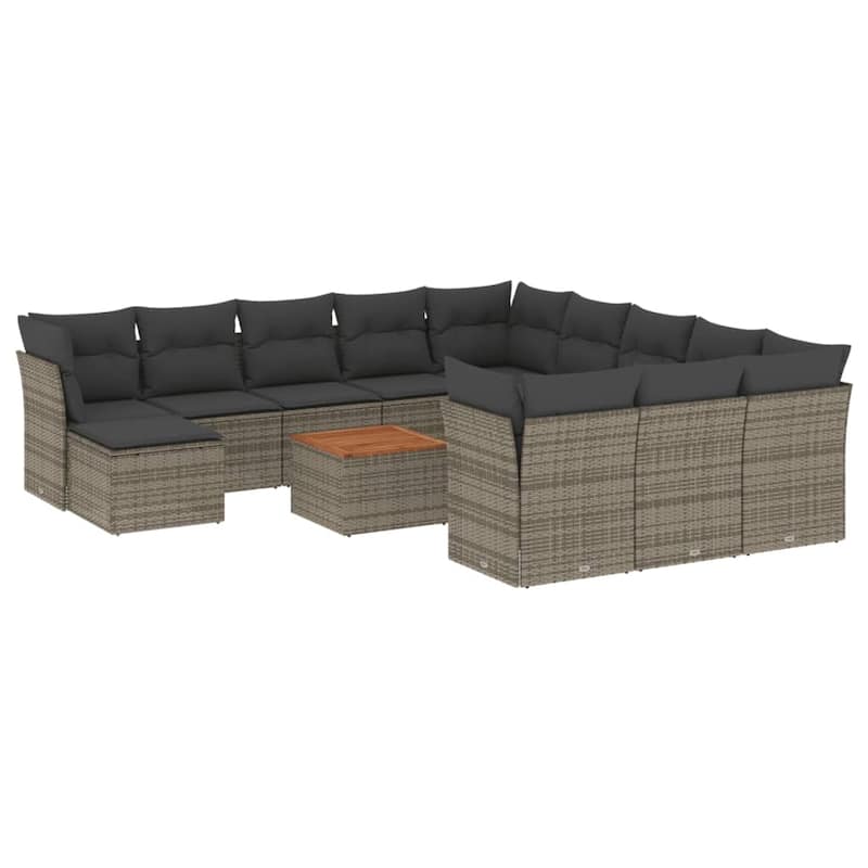 vidaXL Patio Sofa Set with Cushions Outdoor Furniture 13 Piece Poly Rattan - 25.8 x 24.4 x 27.2