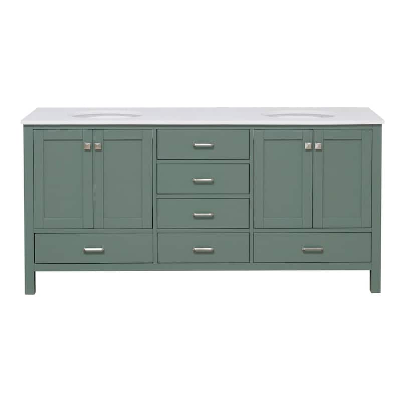 KitchenBathCollection Horizon 72" Double Bathroom Vanity with Engineered White Top