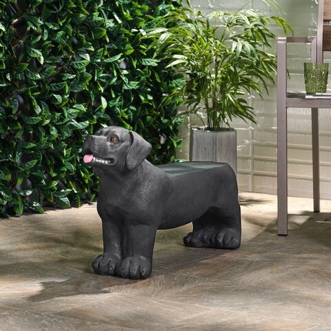 Hyrum Outdoor Cast Stone Outdoor Labrador Dog Garden Bench by Christopher Knight Home
