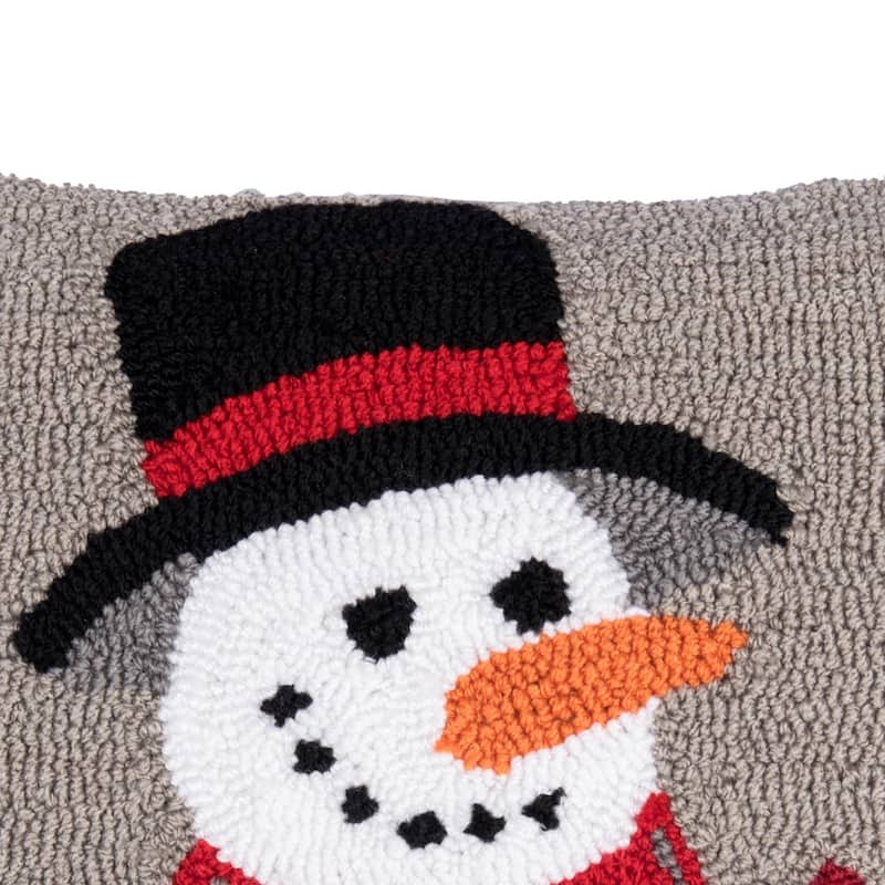 Snowman & Cardinals Hooked Pillow