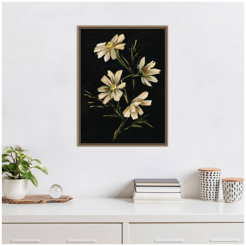 Kate and Laurel Sylvie Moody Floral 4 Framed Canvas by Annie Quigley