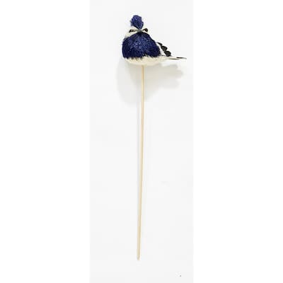 3" Sisal Natural Look Bird on a 12" Wood Pick, Set of 6 - 15