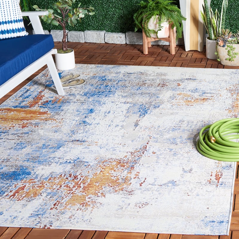 SAFAVIEH Barbados Svata Modern Abstract Waterproof Patio Backyard Rug - 8' x 10'5"