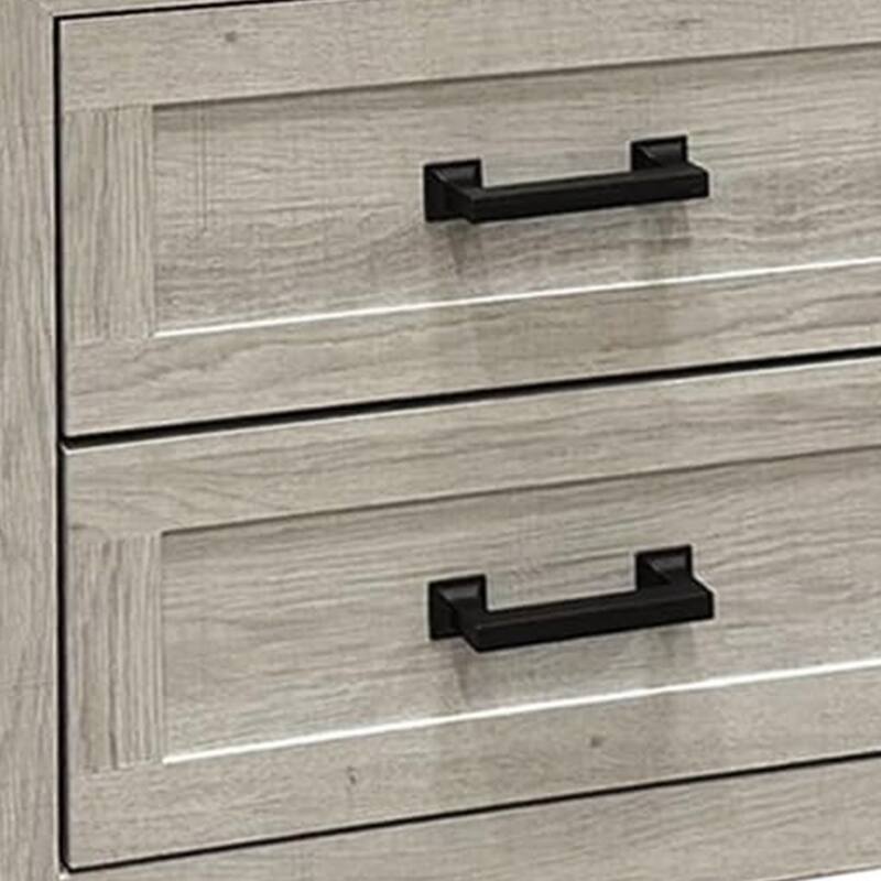 Miot Nightstand, 2 Drawers w Metal Handles, White Wash Wood, 24 Inch