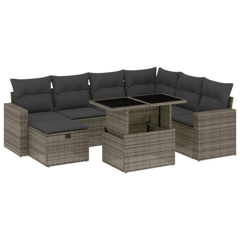 vidaXL Patio Sofa Set with Cushions Outdoor Furniture 8 Piece Poly Rattan