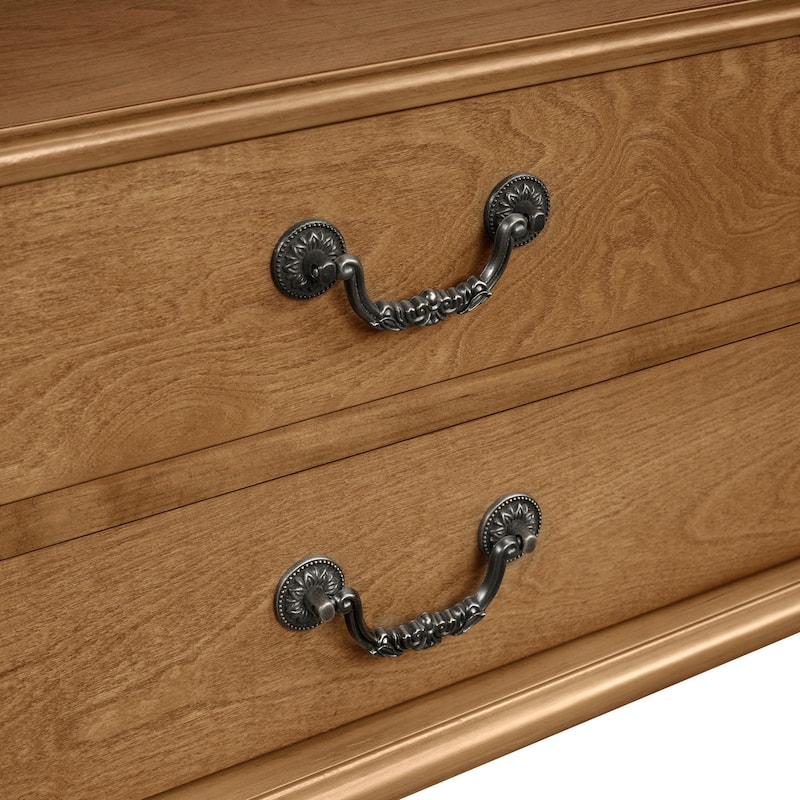 43'' Retro Curved Wood Entry Table with 3 Drawers - 7'6" x 10'9"