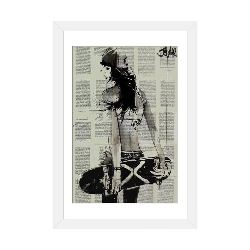 iCanvas "Sk8ter Gurl" by Loui Jover - White - 32x24x1