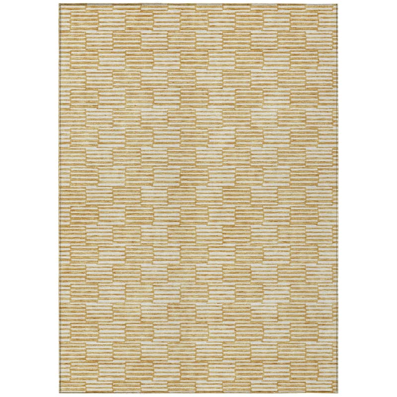 Machine Washable Indoor/ Outdoor Chantille Stripe Blocks Rug