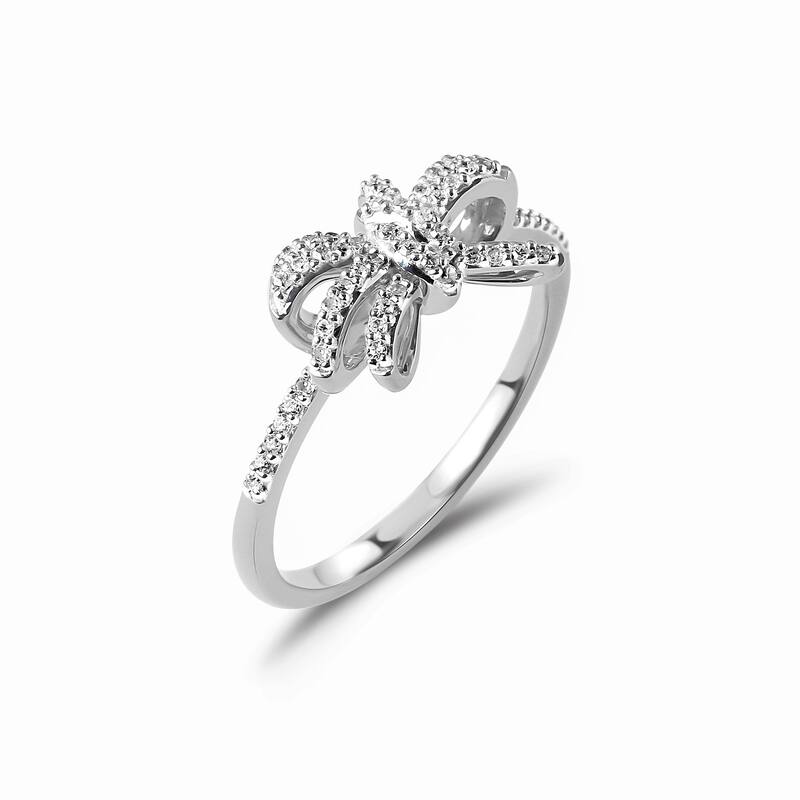 1/6ct TDW Diamond Knot Bow Fashion Ring in 10K Gold for Women