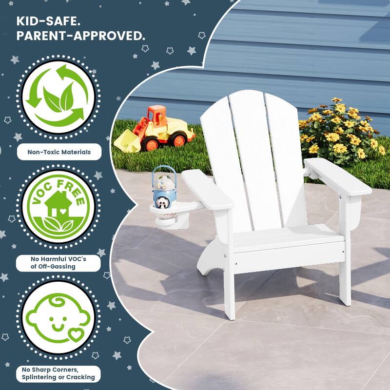 Laguna Kids Outdoor Poly Adirondack Chair with Side Table 3-Piece Set