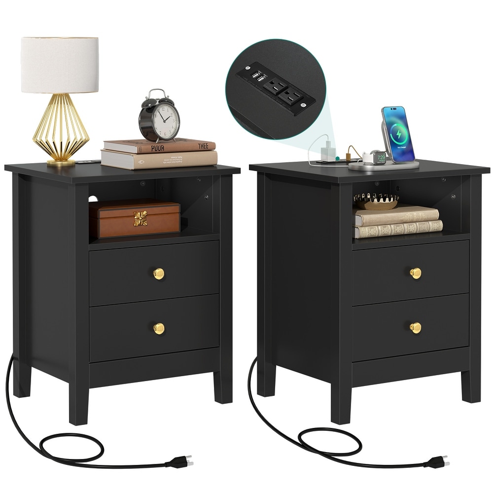 Cheap black store nightstand set