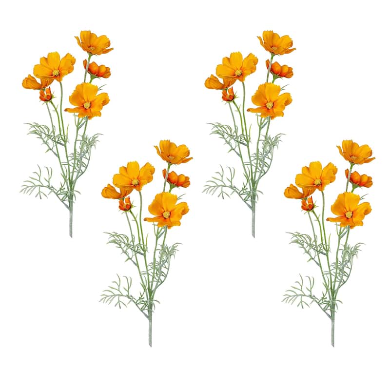 Orange Silk Decorative Artificial Cosmos Faux Flowers