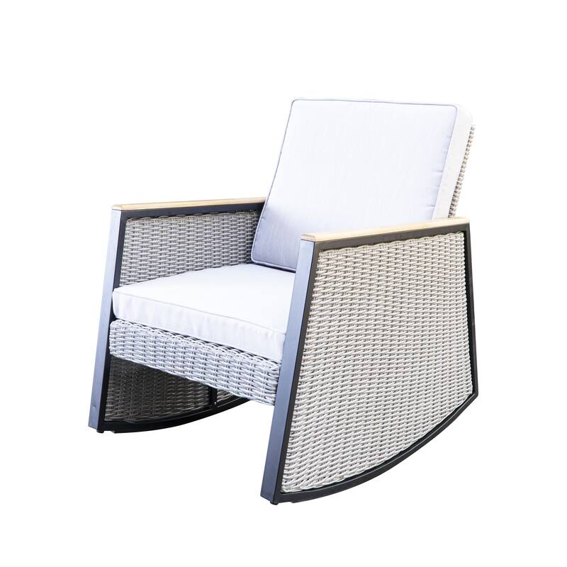 M4H Madrid Patio Rocking Chair Set with Solid Wood Table