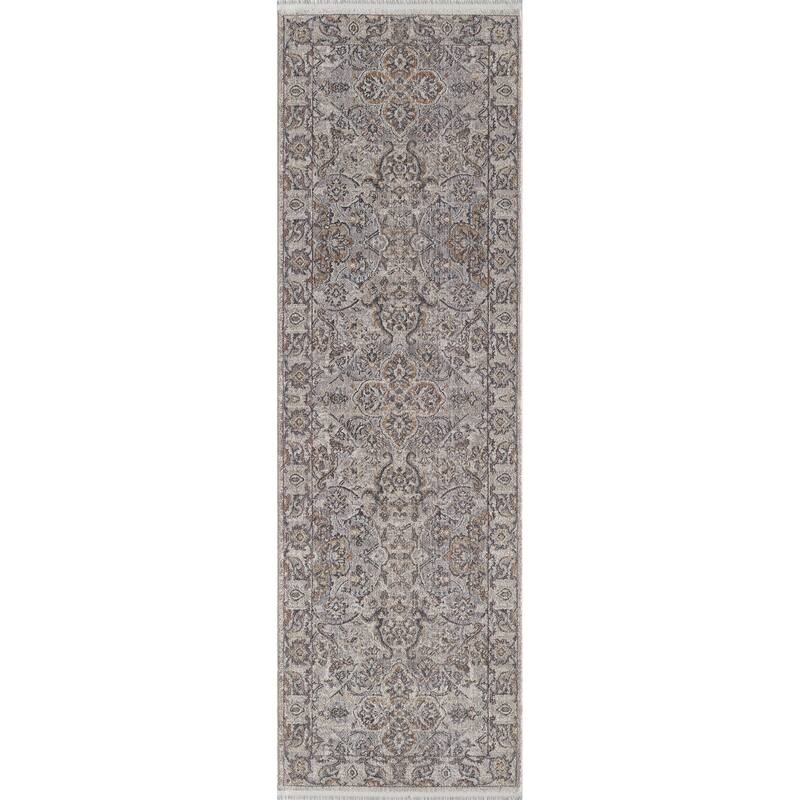 Domani Greige Traditional And Ornate Area Rug - 2'7" x 8' Runner