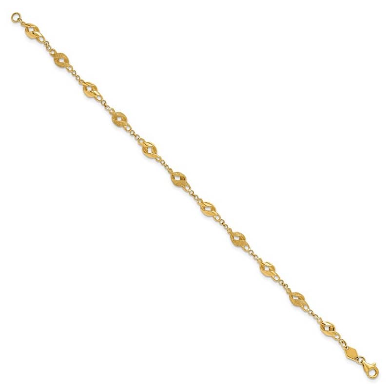 Curata 4.7mm 10k Gold 7.25" 4.7mm Laser Spiral Link Bracelet