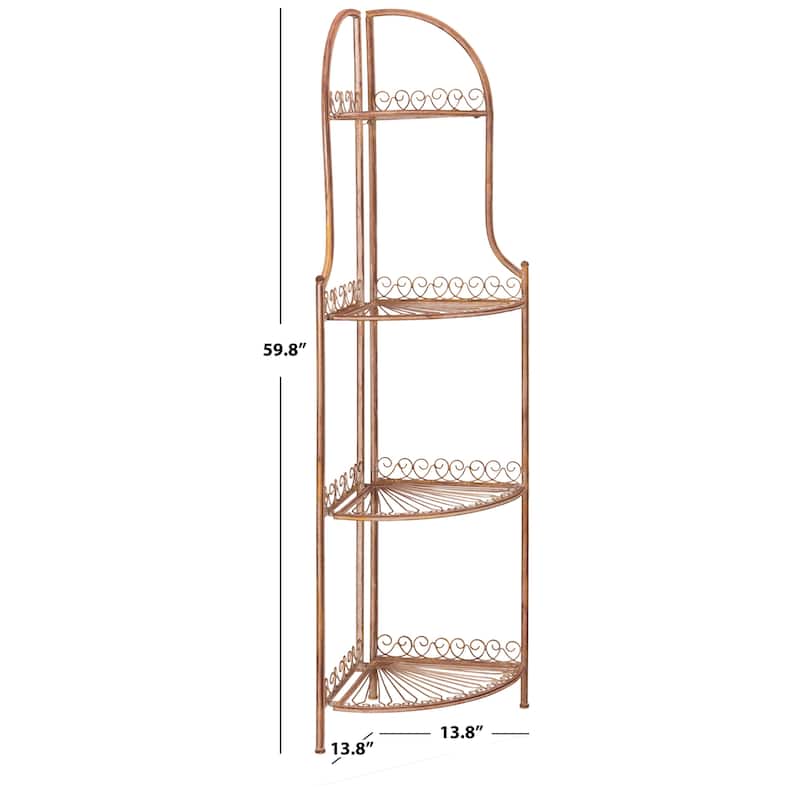 SAFAVIEH Shyla Victorian Wrought Iron 4-Tier Outdoor Corner Shelf - 14 In. W x 14 In. D x 60 In. H - 14Wx14Dx60H