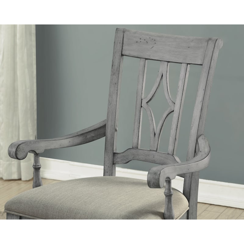 Plymouth Gray Wood Upholstered Arm Dining Chair by Flexsteel - 24" x 40" x 26"