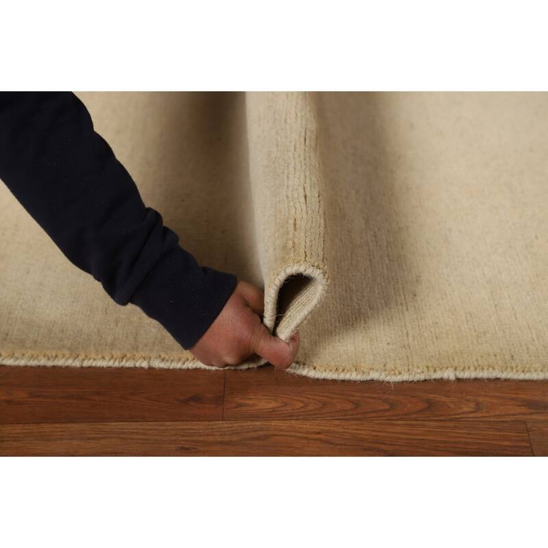 Gabbeh Modern Foyer Rug Accent Beige Hand-Knotted Wool Carpet - 2'7"x 4'0"