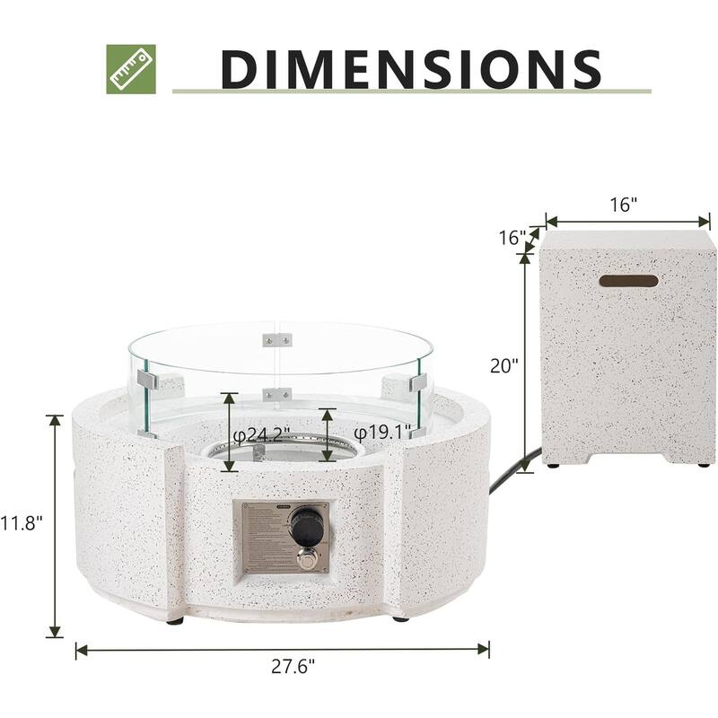 COSIEST 28''Outdoor Propane 40,000 BTU Fire Pit w Wind Glass and Tank