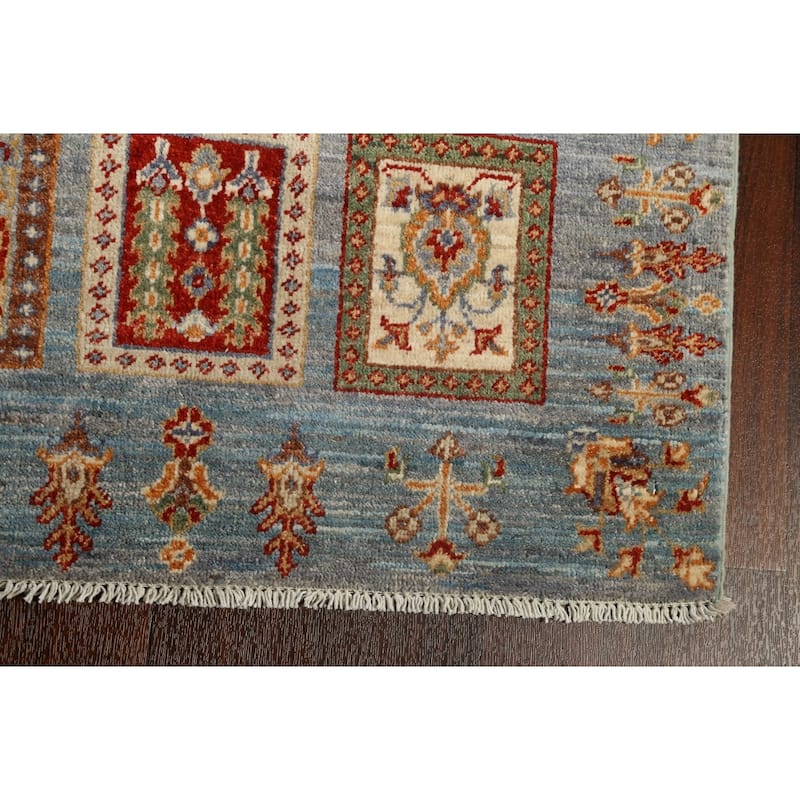 Traditional Garden Design Kazak Oriental Wool Runner Rug Hand-knotted - 2'9" x 10'5"