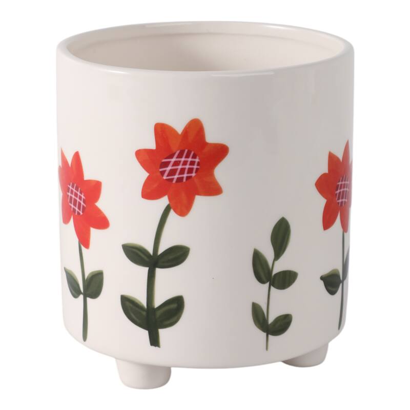 Planter Outdoor Stylish Cute Hand Painted Flower Design