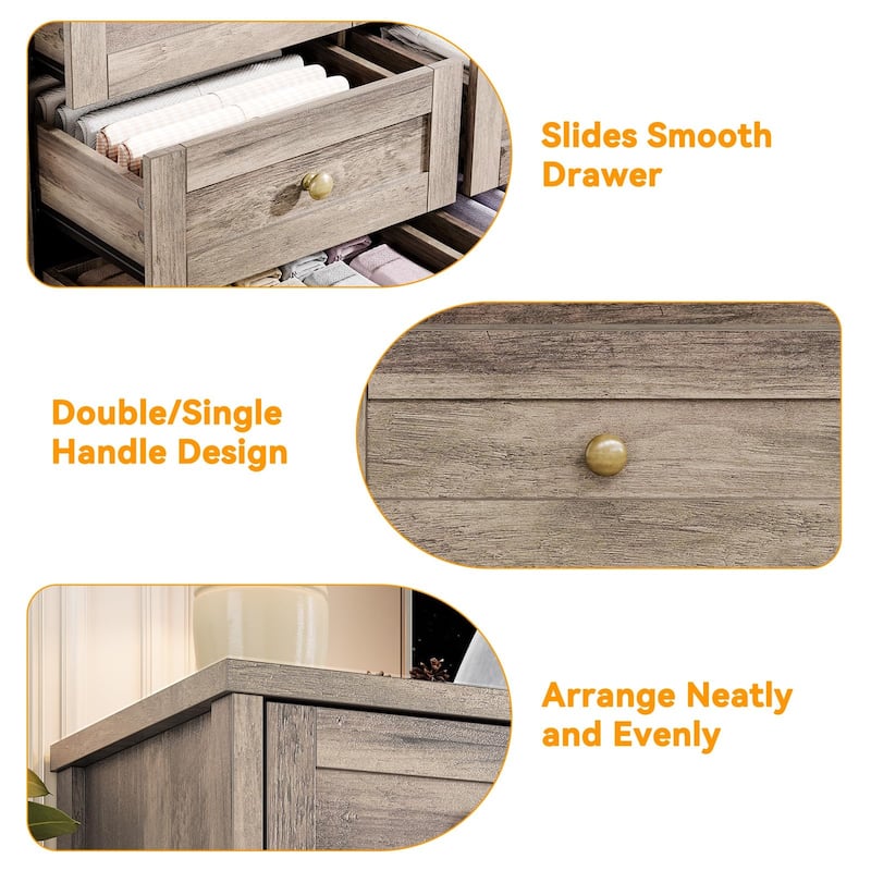 12 Drawer Dresser for Bedroom, Modern Wood Chest with Wide Top for 65" TV, Farmhouse Storage Cabinet