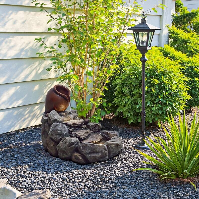 Weather-Resistant Outdoor Rocky Stream Water Fountain with LED Lights