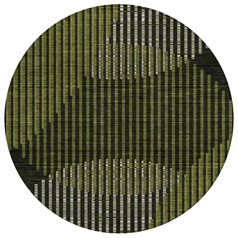 Machine Washable Indoor/ Outdoor Abstract Stripe Chantille Rug