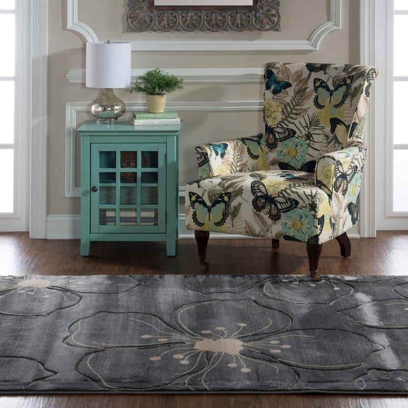 Linon Milan Collection Grey/ Ivory Area Rug