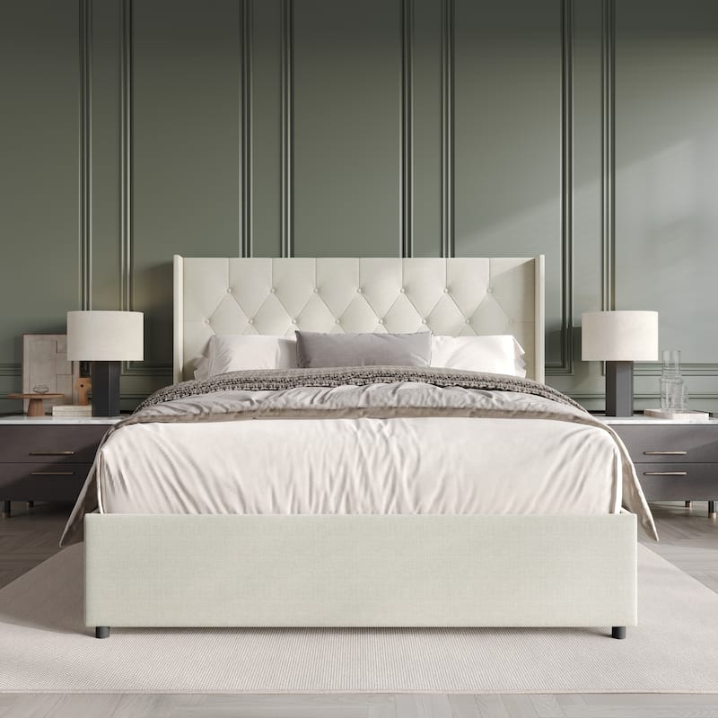 CraftPorch Elegant Wingback Platform Lift Up Storage Bed