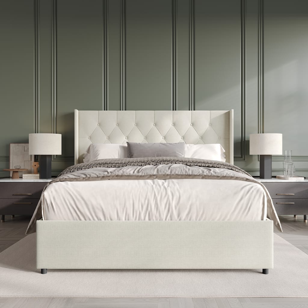 CraftPorch Elegant Wingback Platform Lift Up Storage Bed