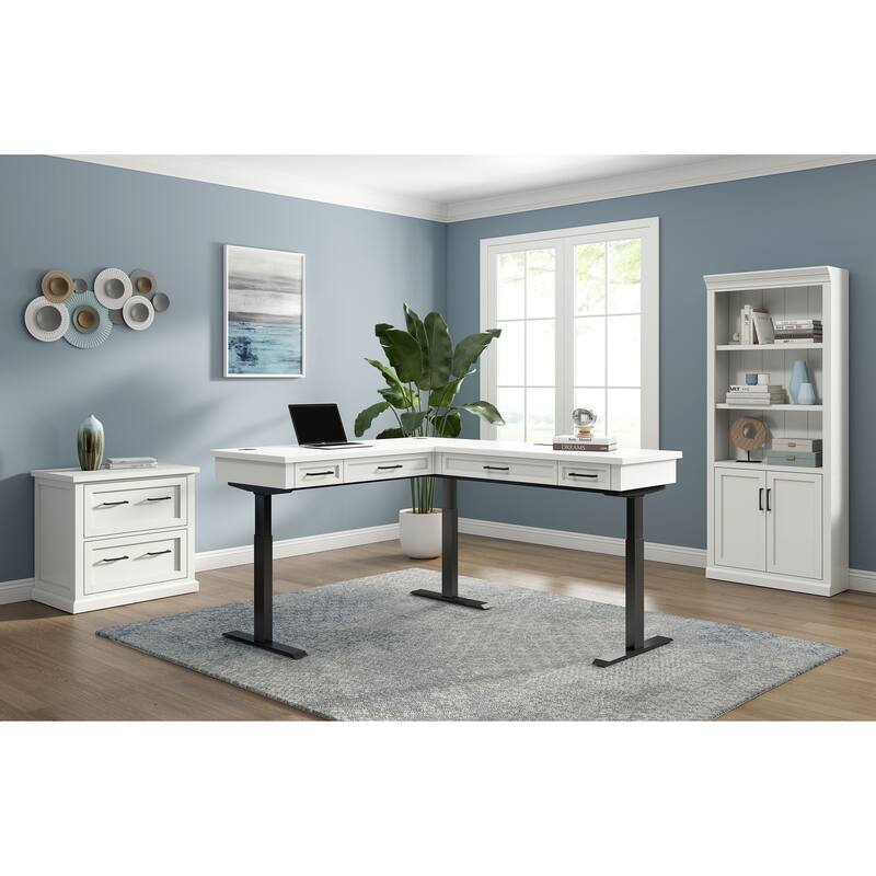 Modern Wood Lower Doors Bookcase, Office Bookcase, Office Shelving, Office Storage, Fully Assembled, White