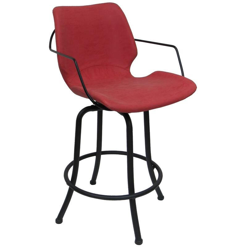 Asheville Swivel Counter 26", 30" or Extra Tall 34" Metal Bar Stool - Red - Black - Counter Height