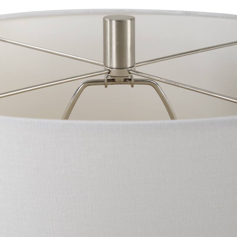 Lightly Distressed Gloss White Ceramic Table Lamp by David Frisch