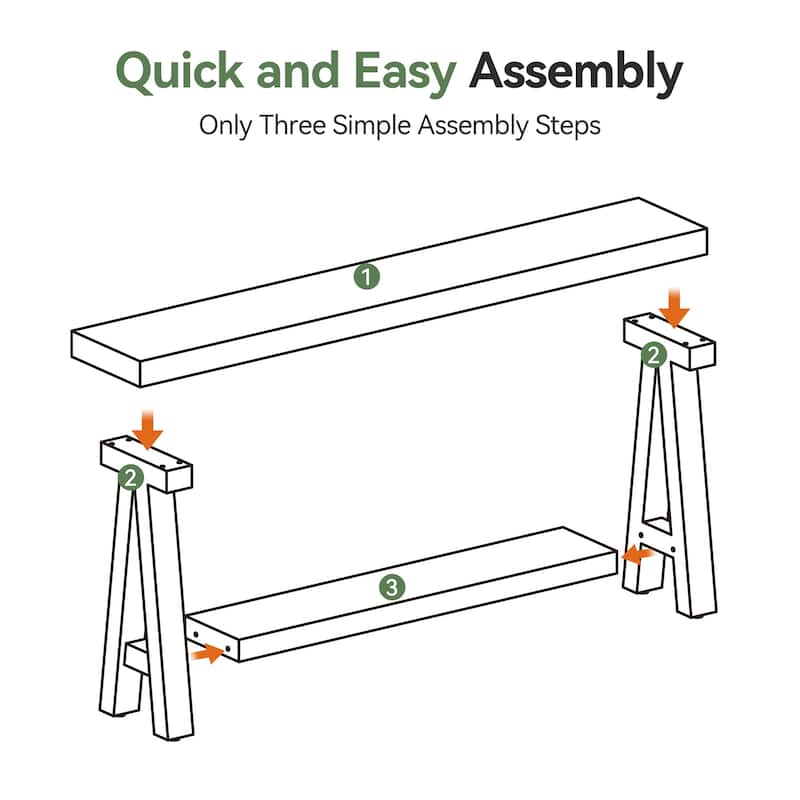 70.87-Inch Long Solid Wood Sofa Table with Shelves for Entryway
