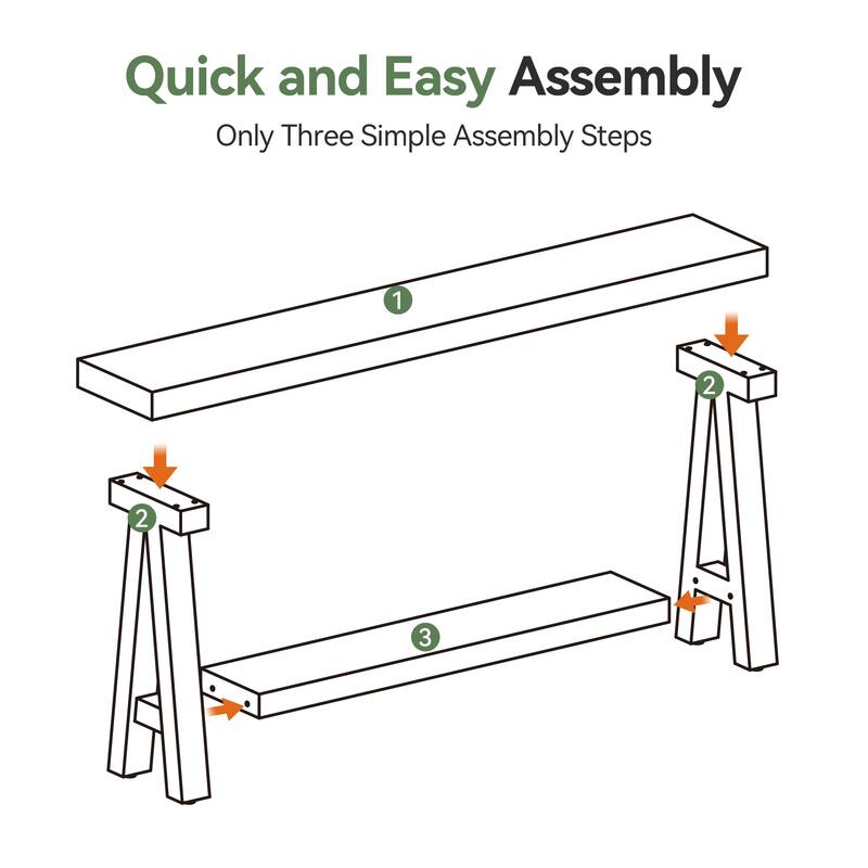 70.87-Inch Solid Wood Console Table with Shelves for Entryway