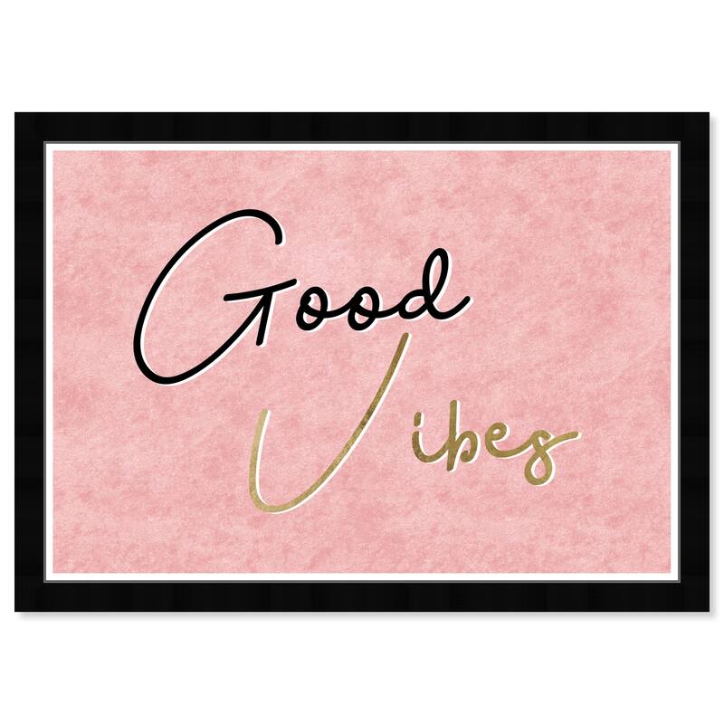 Wynwood Studio Prints Typography and Quotes Good Vibes Only Pink and Metallic Gold Glam Wall Art Canvas Print