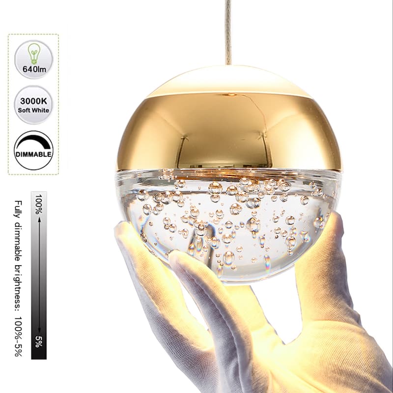 1-Light/3-Lights Globe LED Pendant Light with Bubble Crystal Ball