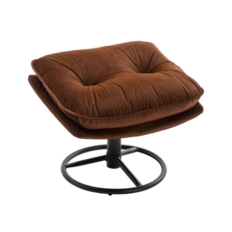 Velvet Swivel Accent Chair with Ottoman & Metal Legs (360° Rotation)